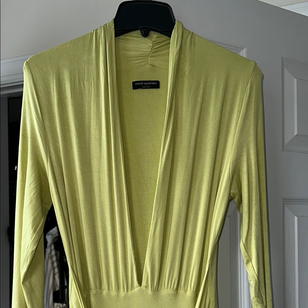 Naked Wardrobe Lime Long Sleeve Dress